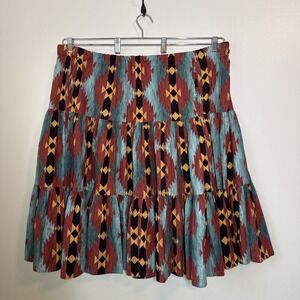 Vintage Sedona Stitchery‎ Skirt Southwestern Tiered Aztec Broomstick Tribal